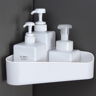 卫生间置物架壁挂浴室角架收纳架免打孔卫浴吸壁式吸盘沥水架三角架