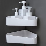 卫生间置物架壁挂浴室角架收纳架免打孔卫浴吸壁式吸盘沥水架三角架