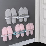 浴室可折叠三合一壁挂式拖鞋架免打孔置物架卫生间墙面收纳架子