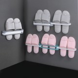 浴室可折叠三合一壁挂式拖鞋架免打孔置物架卫生间墙面收纳架子