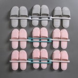 浴室可折叠三合一壁挂式拖鞋架免打孔置物架卫生间墙面收纳架子