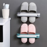 浴室可折叠三合一壁挂式拖鞋架免打孔置物架卫生间墙面收纳架子