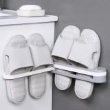 浴室可折叠三合一壁挂式拖鞋架免打孔置物架卫生间墙面收纳架子