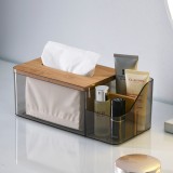 家用多能收纳纸巾盒桌面抽纸盒客厅餐厅茶几遥控器收纳盒简约竹木纸抽盒