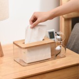 家用多能收纳纸巾盒桌面抽纸盒客厅餐厅茶几遥控器收纳盒简约竹木纸抽盒