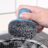厨房多功能刷锅洗碗神器家用手柄洗过刷钢丝球短柄清洁刷魔力除垢去污擦（带钢丝球）
