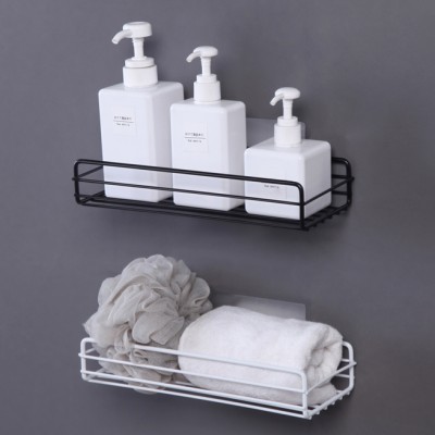 铁艺置物架浴室免打孔家用洗漱挂篮沐浴露架厨房收纳架栅栏式铁艺壁挂收纳架