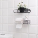 铁艺置物架浴室免打孔家用洗漱挂篮沐浴露架厨房收纳架栅栏式铁艺壁挂收纳架