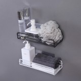 铁艺置物架浴室免打孔家用洗漱挂篮沐浴露架厨房收纳架栅栏式铁艺壁挂收纳架