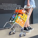 多功能手拉车爬楼轻松便携老人买菜购物车可折叠家用拉杆拉货拖车（六轮无袋）