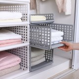 可叠加4部件组装衣柜收纳筐客厅厨房浴室收纳篮塑料儿童玩具衣物收纳置物筐（44*34*6cm）小号