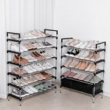 不锈钢多层鞋架门口收纳鞋架组合式简易鞋架子家用室内收纳神器(12粗管鞋架66.5cm）