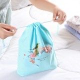 旅行束口袋布艺袋子卡通抽拉绳整理袋可爱文具杂物花环旅行收纳袋（2只装）