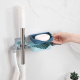三合一拖把肥皂架家用壁挂式无痕挂拖把架浴室防潮沥水带挂钩肥皂架