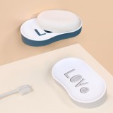 家用肥皂盒吸盘创意斜坡LOVE壁挂免打孔香皂盒双层沥水盒卫生间置物架浴室皂盒