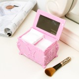 时尚双层带镜子桌面收纳篮杂物整理盒子化妆棉收纳盒化妆品储物盒 B-012