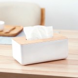 欧式加厚纸巾盒带盖抽纸盒木质遥控器收纳盒 方形带手机槽纸巾盒
