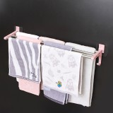 弯钩形毛巾架免打孔卫生间壁挂式浴巾架浴室毛巾杆厕所挂件置物挂架无痕 3杆（长款60cm）