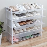 防尘带门帘鞋架家用多层钢管组装防尘鞋柜宿舍省空间收纳神器鞋子架（白色）