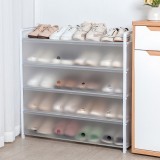 防尘带门帘鞋架家用多层钢管组装防尘鞋柜宿舍省空间收纳神器鞋子架（白色）