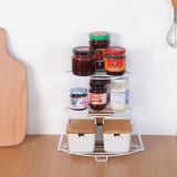 厨房置物架转角架浴室收纳架子扇形落地储物架三角扇形铁艺收纳架（3层）