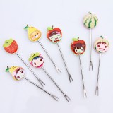 水果叉蛋糕插果叉宝宝不锈钢水果刀叉套装创意可爱小叉子（8个装）RB118