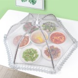 家用饭菜罩子防苍蝇盖餐桌罩剩菜食物饭罩家用防尘遮菜伞可折叠蕾丝边菜罩（918）圆形大号20寸