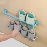 加长型浴室拖鞋架壁挂式免打孔门后置物架厕所沥水省空间收纳神器