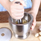 304不锈钢捣蒜器石臼子研磨器擂钵捣药罐蒜泥器家用手动蒜(小号）