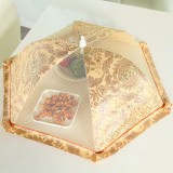 厨房可折叠纱网餐桌罩防苍蝇盖菜罩 家用单骨圆形饭罩遮菜伞饭菜食物罩(小号16寸)