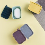 多功能旅行肥皂盒带毛刷海绵垫组合式香皂盒家用卫生间浴室带盖皂架