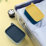 多功能旅行肥皂盒带毛刷海绵垫组合式香皂盒家用卫生间浴室带盖皂架