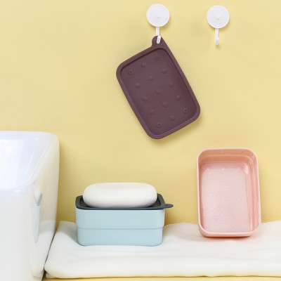 多功能旅行肥皂盒带毛刷海绵垫组合式香皂盒家用卫生间浴室带盖皂架