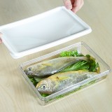 透明塑料长方形保鲜盒密封罐食品收纳盒可叠加冰箱冷藏密封储物盒子（中号）