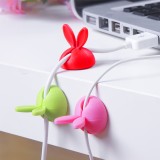 兔耳朵圆形理线器数据线固定器电线理线器创意粘贴式桌面数据线收纳扣（4个装）