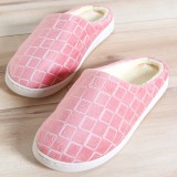 半包跟棉拖鞋情侣拖鞋毛绒鞋秋冬季室内厚底保暖防寒防滑男女鞋（方格女款））