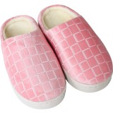 半包跟棉拖鞋情侣拖鞋毛绒鞋秋冬季室内厚底保暖防寒防滑男女鞋（方格女款））