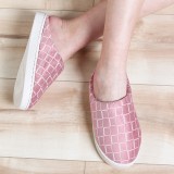 半包跟棉拖鞋情侣拖鞋毛绒鞋秋冬季室内厚底保暖防寒防滑男女鞋（方格女款））