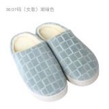 半包跟棉拖鞋情侣拖鞋毛绒鞋秋冬季室内厚底保暖防寒防滑男女鞋（方格女款））