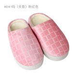 半包跟棉拖鞋情侣拖鞋毛绒鞋秋冬季室内厚底保暖防寒防滑男女鞋（方格女款））