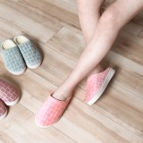 半包跟棉拖鞋情侣拖鞋毛绒鞋秋冬季室内厚底保暖防寒防滑男女鞋（方格女款））