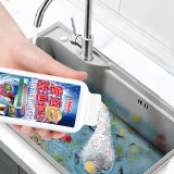 全球仓 管道疏通颗粒强力溶解厨房油污通下水道粉厕所马桶地漏堵塞除臭神器（500g/瓶）白瓶蓝标